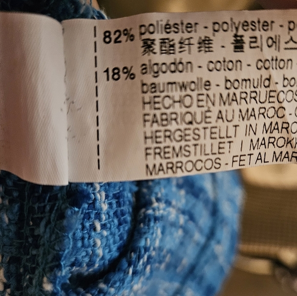 Zara Women's Plaid Tweed Cropped Long Sleeve Button Down Blazer Top Blue Size L. - Picture 16 of 16